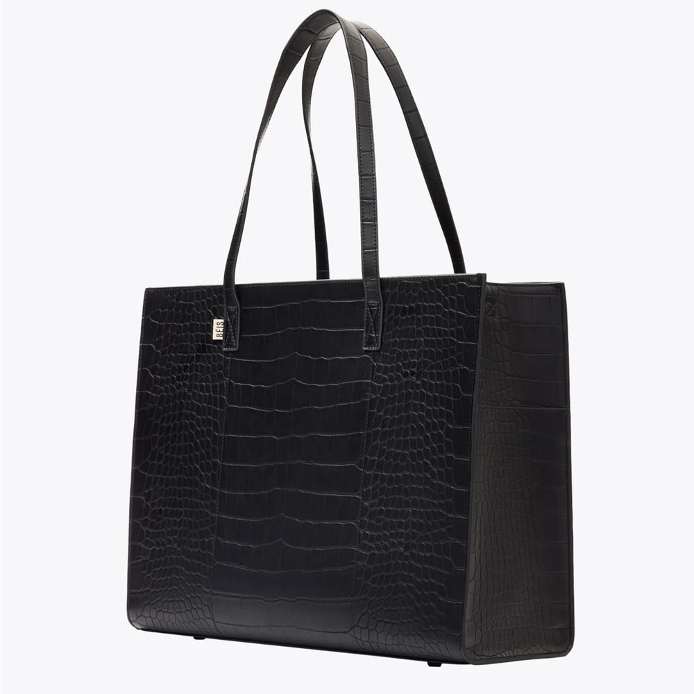 Beis The Large Work Tote Black Croc